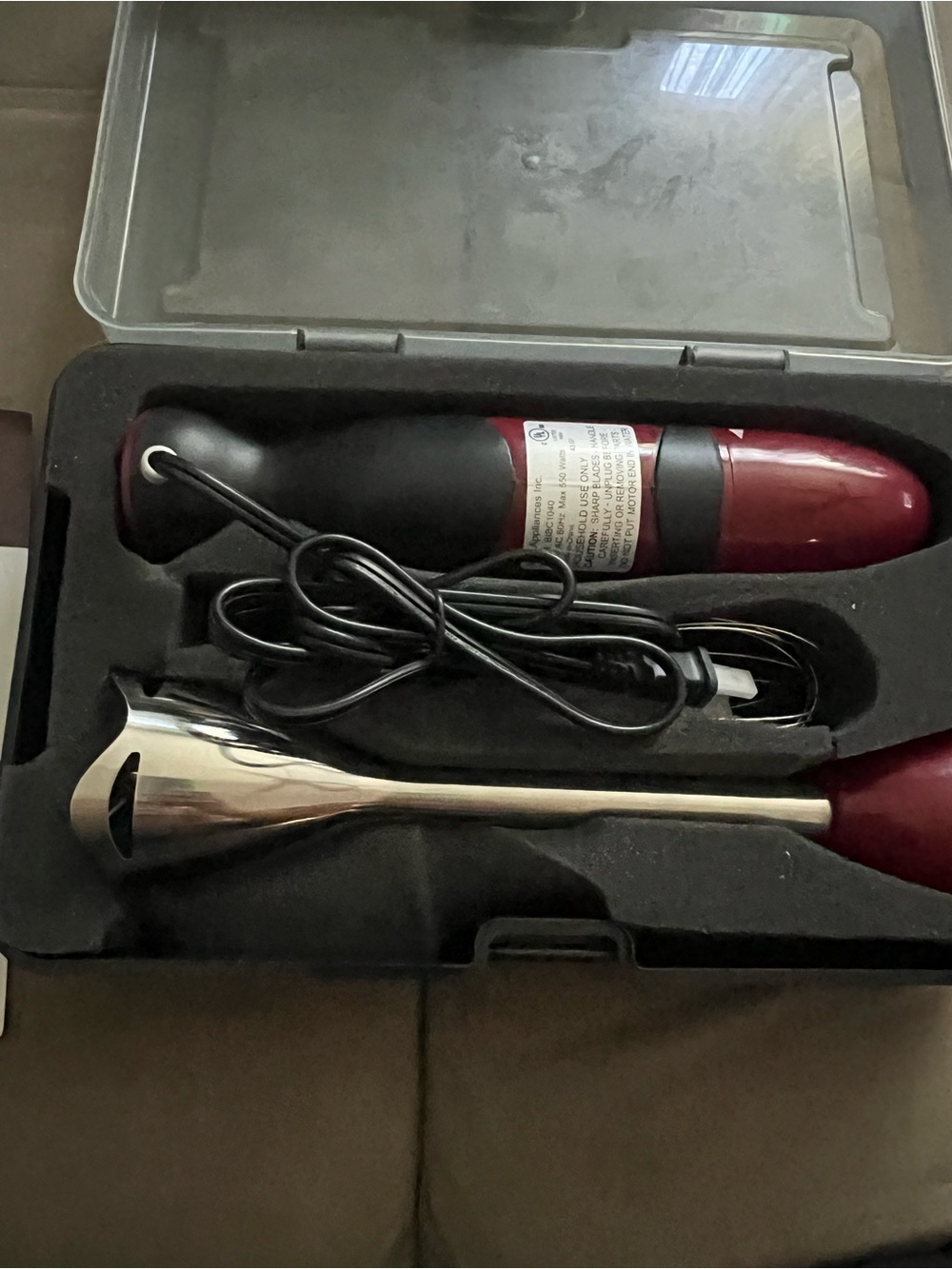 Corded Handheld Immersion Blender in Red and Black